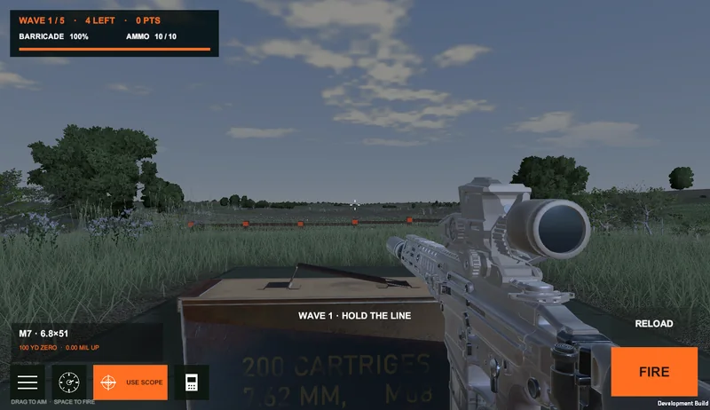 Zombies advancing across the range in the wave survival mode.